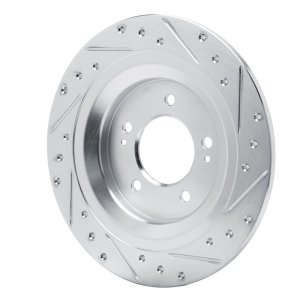 Hyundai Kona Brake Rotor (1) - Rear Left - R1 Concepts - Drilled & Slotted - Silver - `21-`25